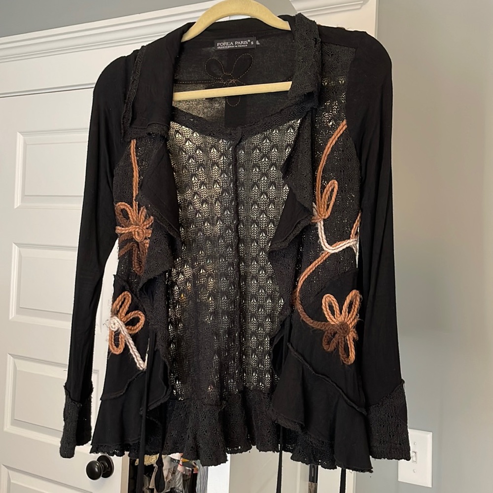Black with floral design cardigan